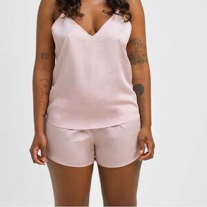 Ettitude Satin Shortie -sateen shortie in cloud pink Size Large NWT